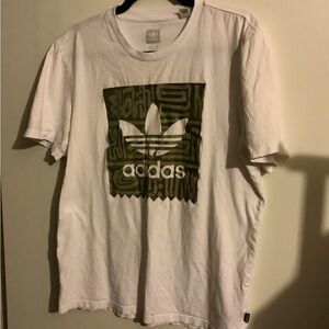 Adidas White T-Shirt with Green Logo size small